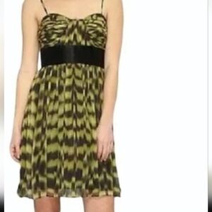 New! Calvin Klein Silk Dress Olive Green Black